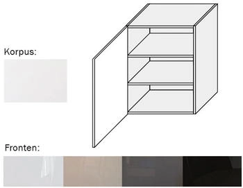 Feldmann-Wohnen Hängeschrank (EST-WE/60) 1trg 60cm perlweiß matt Acryl Frontfarbe weiß Hochglanz