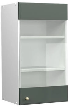 Livinity K&uuml;chenschrank Glas Fame-Line, 40 cm, Gr&uuml;n-Gold Landhaus/Wei&szlig;
