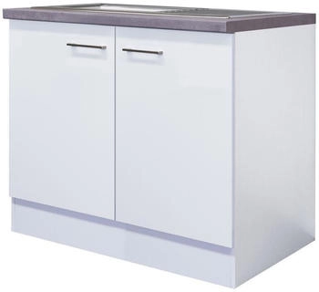 Flex-Well Spülenunterschrank mit Arbeitsplatte & Spüle - 100 cm breit - Weiß – Nawa