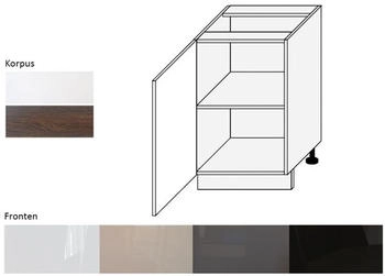 Feldmann-Wohnen Unterschrank (EST-DE/50) 1trg 50cm perlweiß matt Acryl Frontfarbe schwarz Hochglanz