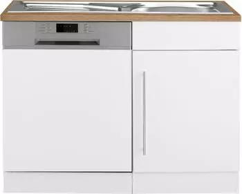 Kochstation Spülenschrank KS-Samos 110 cm inkl Geschirrspüler Tür/Sockel weiß