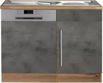 Kochstation Spülenschrank KS-Samos 110 cm inkl Geschirrspüler Tür/Sockel beton oxid