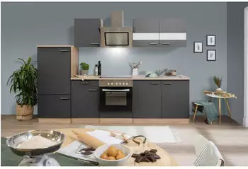 Respekta Küche Küchenblock Einbauküche Eiche Grau Merle 270 cm (KB270ESGSC)