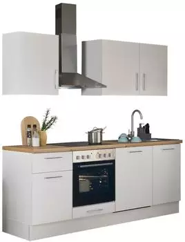 Basic By Balculina Turin Küchenzeile 220 cm wahlweise mit E-Geräten Front: weiß matt | Korpus: weiß matt (84-006-17)