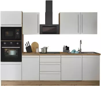 Kochstation Florida 280cm weiß matt/Artisan Eiche (47393769)