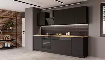 Küchenpreis-Bombe Siena Basic 280cm Schwarz matt (6465)