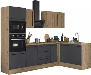 Kochstation Florida 270x165cm schwarz matt/Artisan (34463737)