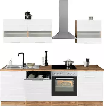 Kochstation KS-Luhe 240cm weiß matt/wotaneichefarben (96001156)