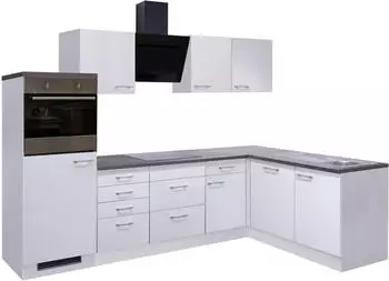 Flex-Well Lucca Winkelküche weiß/weiß mit Einbaugeräten 280x170 cm (00011229)