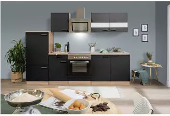 Respekta K&uuml;che K&uuml;chenblock Einbauk&uuml;che Eiche Schwarz Merle 270 cm (KB270ESSSC)