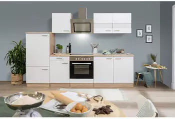 Respekta Küche Küchenblock Einbauküche Eiche Weiß Merle 270 cm (KB270ESWSC)