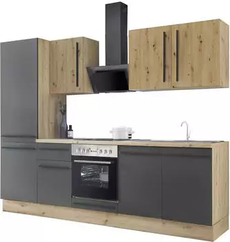 Kochstation KS-Florida 270cm schwarz/Artisan Eiche (57311328)