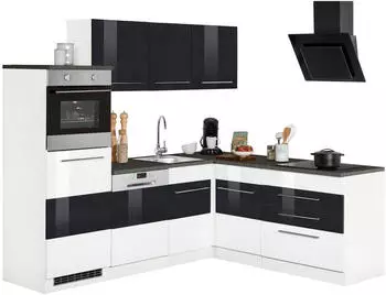 Kochstation KS-Trient 230x190cm weiß/anthrazit Hochglanz (23376732)