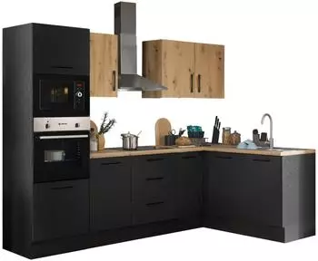 Basic By Balculina Turin 270x175cm schwarz matt woodprint/Artisan Eiche (45459631)