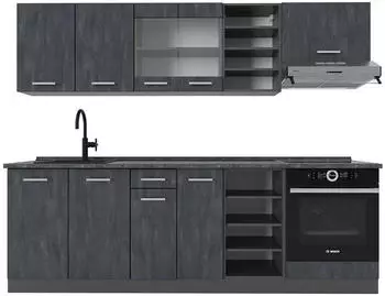 VICCO R-Line 240 cm Schwarz Beton Anthrazit ohne Arbeitsplatte (47416)