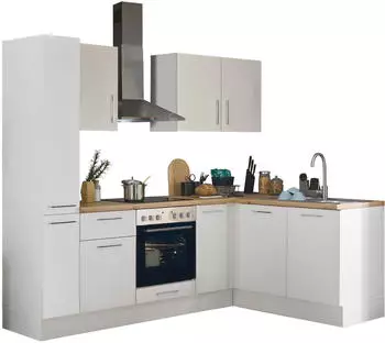Stella Trading Turin Moderne Eckküche mit Elektrogeräten in Weiß Artisan Eiche Optik - Geräumige in L-Form mit viel Stauraum - 240 x 211 x 60 cm (B/H/T) (8G-LB4-17)