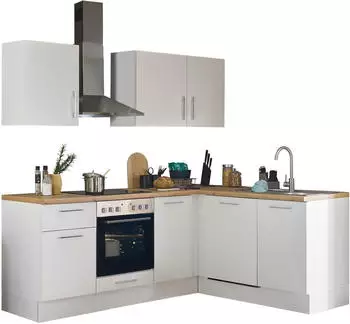Stella Trading Turin Moderne Eckküche mit Elektrogeräten in Weiß Artisan Eiche Optik - Geräumige in L-Form mit viel Stauraum - 220 x 211 x 60 cm (B/H/T) (8G-LA6-17)