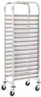 vidaXL Tablettwagen f&uuml;r 16 Tabletts 38x55x163 cm Edelstahl