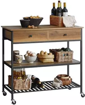 SoBuy FKW112-PF K&uuml;chenwagen Servierwagen K&uuml;chenregal Flurschrank Sideboard Beistelltisch Rollwagen Industrie-Design BHT ca.: 100x93x45cm