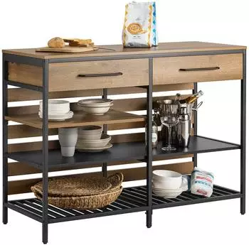 SoBuy FSB85-PF K&uuml;chenregal K&uuml;chewagen Sideboard mit Schublade und Ablagen Kommode Flurschrank Vintage BHT ca. 120x91x45cm