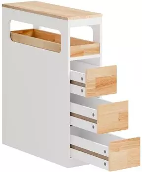 SoBuy Nischenregal mit 3 Schubladen 24x82x65 cm Natur/wei&szlig;