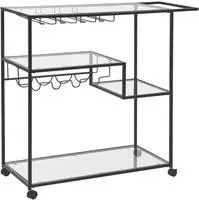 Servierwagen Transparent Und Schwarz Glas Rechteckig Mit Griff Rollen...