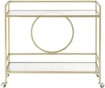 Beliani Servierwagen Transparent und Gold Glas rechteckig mit Rollen Metallgestell