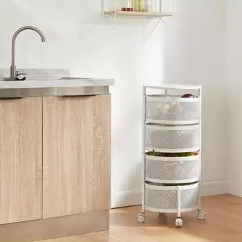 en.casa Rollwagen 'Steigen' Servierwagen mit 4 Ebenen 74,5xØ33cm Weiß