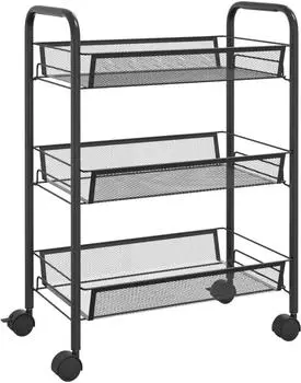 vidaXL K&uuml;chenwagen 3 Etagen Schwarz 46x26x64 cm Eisen (336322)