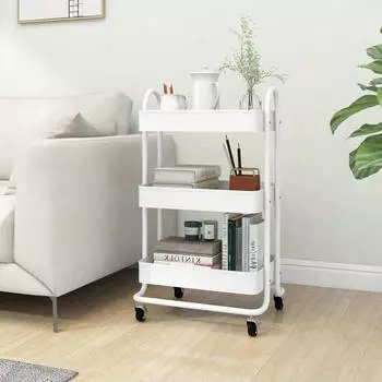 vidaXL 3-Etagen-Wagen Wei&szlig; 43x34x79 cm Stahl (335866)