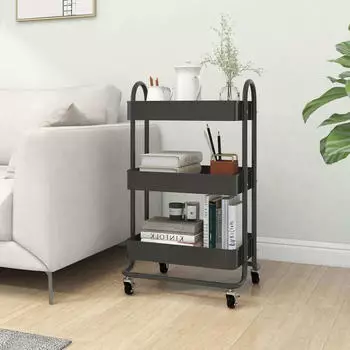 vidaXL 3-Etagen-Wagen Anthrazit 43x34x79 cm Stahl (335867)