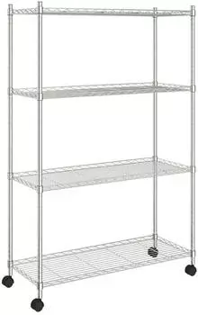 vidaXL Lagerregal mit 4 B&ouml;den und Rollen 90x35x142 cm Chrome 200 kg (324627)