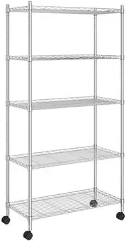 vidaXL Lagerregal mit 5 B&ouml;den und Rollen 75x35x155 cm Chrom 250 kg (324629)