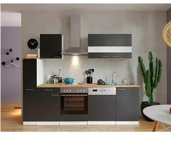 Respekta K&uuml;che K&uuml;chenblock Einbauk&uuml;che Wei&szlig; Grau Malia 250 cm (KB250WGG)
