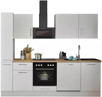 Stella Trading Turin Moderne mit Elektroger&auml;ten in Wei&szlig; Artisan Eiche Optik - Ger&auml;umige Einbauk&uuml;che mit viel Stauraum - 250 x 211 x 60 cm (B/H/T) (8G-QB6-17)