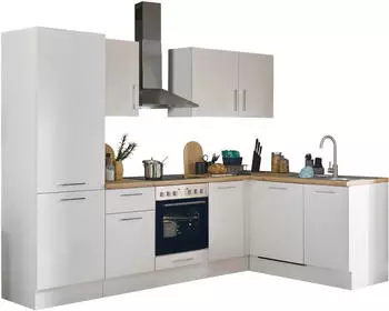 Stella Trading Turin Moderne Eckküche mit Elektrogeräten in Weiß Artisan Eiche Optik - Geräumige in L-Form mit viel Stauraum - 280 x 211 x 60 cm (B/H/T) (8G-LC6-17)