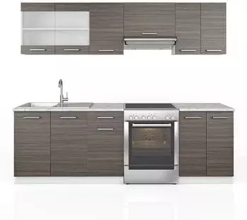 VICCO K&uuml;chenzeile 240 cm Edelgrau