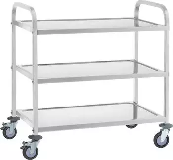 Royal Catering Servierwagen Edelstahl 3 Borde bis 500kg 2 Bremsen (RCSW-6.2)