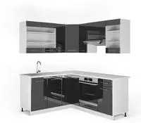 Vicco - Eckk&uuml;che Fame-line, Anthrazit Hochglanz, 160 X 60 Cm Ohne Arbeitsplatte