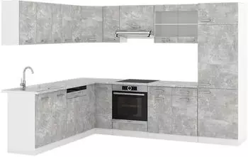 VICCO Eckk&uuml;che 287x227cm Marmor wei&szlig;