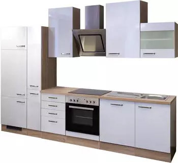 Flex-Well K&uuml;chenzeile Valencia (310 cm) (ohne E-Ger&auml;te) wei&szlig;