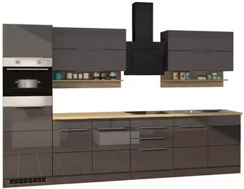 Held M&ouml;bel K&uuml;chenblock Neapel 320 cm grau hochglanz ohne E-Ger&auml;te (623.1.6207)