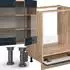 VICCO Fame-Line Dunkelblau Hochglanz/Goldkraft Eiche 300 cm AP Eiche Front: Dunkelblau Hochglanz (49775)