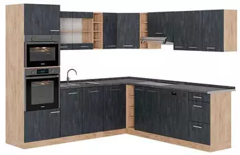 VICCO R-Line Schwarz Beton/Goldkraft Eiche 237 x 247 cm AP Anthrazit Schwarz Beton/Goldkraft Eiche | Front: Schwarz Beton 237 cm x 81.6 cm x 247 cm (47384)