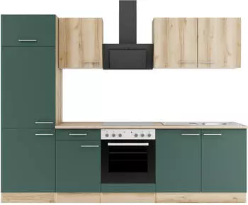 Optifit Livorno290 Küchenleerblock Typ 1 (Breite: 270 cm Steingrün/Wildeiche Nachbildung Ohne Elektrogeräte) (KPLS 2711OE-9+)