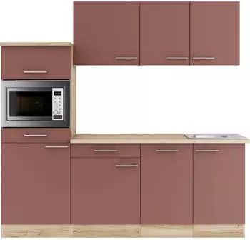 Optifit Bari407 Küchenleerblock Typ 1 (Breite: 210 cm Rostrot Ohne Elektrogeräte) (KPBA 2181OE-9+)