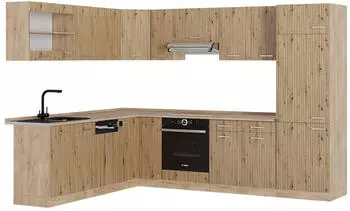 VICCO R-Line Artisan-Eiche/Goldkraft Eiche 227 x 287 cm ohne Arbeitsplatte Front: Artisan-Eiche (800000830690)
