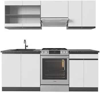VICCO Wei&szlig; Anthrazit Holzwerkstoff K&uuml;chenblock echteckig 200x81.6x60 cm K&uuml;chen K&uuml;chenzeilen & K&uuml;chenbl&ouml;cke K&uuml;chenzeilen ohne Ger&auml;te (800000827874)