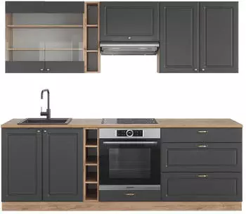 VICCO Fame-Line 235cm ohne AP Landhaus/Goldkraft Eiche Anthrazit (5992)