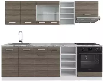 VICCO R-Line Edelgrau/Wei&szlig; AP Marmoroptik Front: Edelgrau | Arbeitsplatte: Wei&szlig;-Marmor 240 cm x 81,6 cm x 60 cm (800000826207)